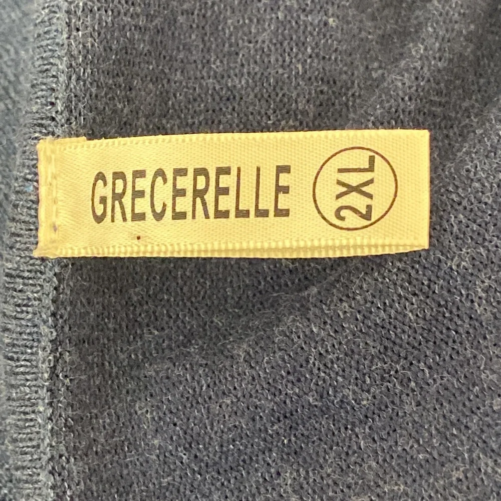 Grecerelle Blue Heather Knit Long Sleeved V-Neck Sweater 2XL - Picture 8 of 10
